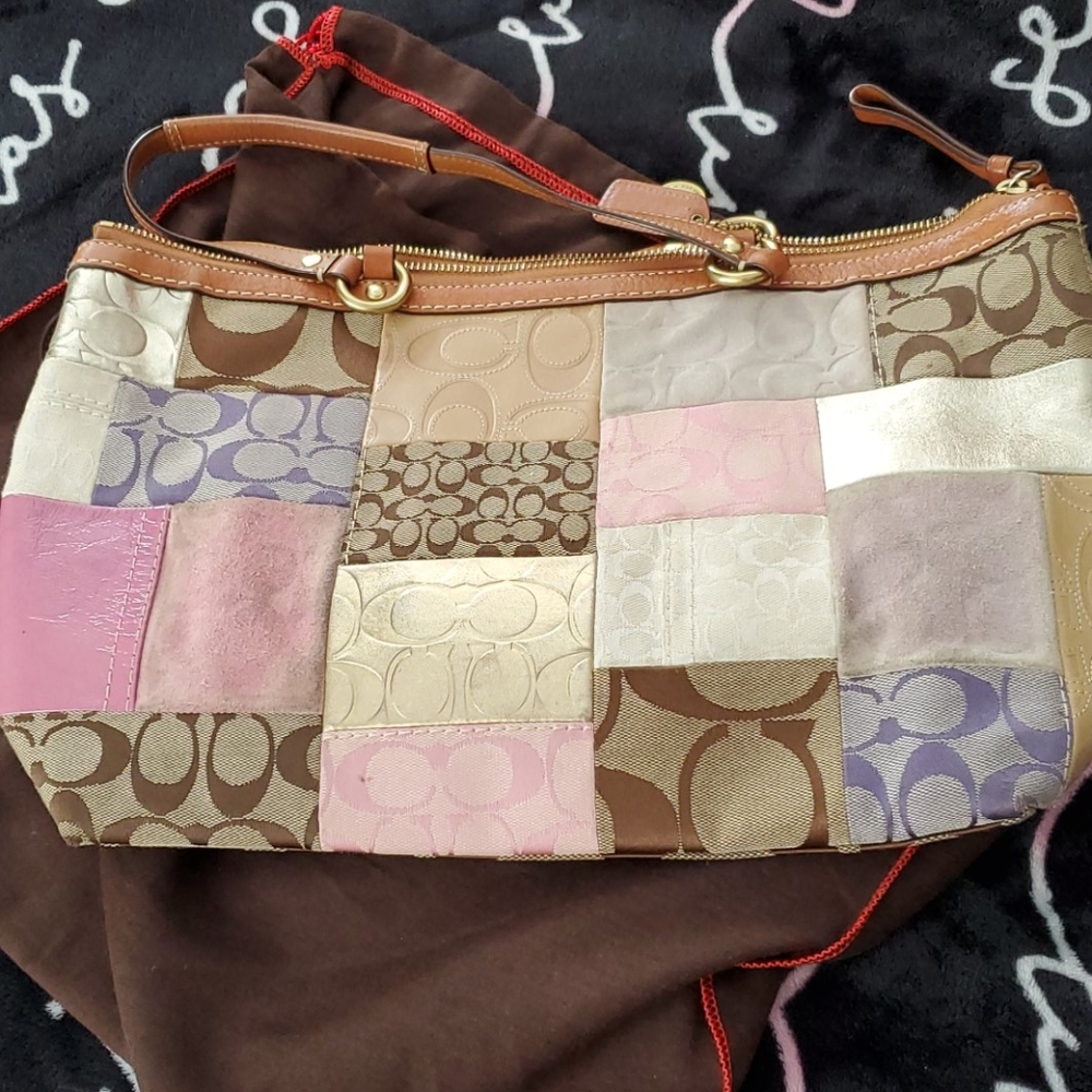 Coach Khaki Signature Patchwork Leather tote